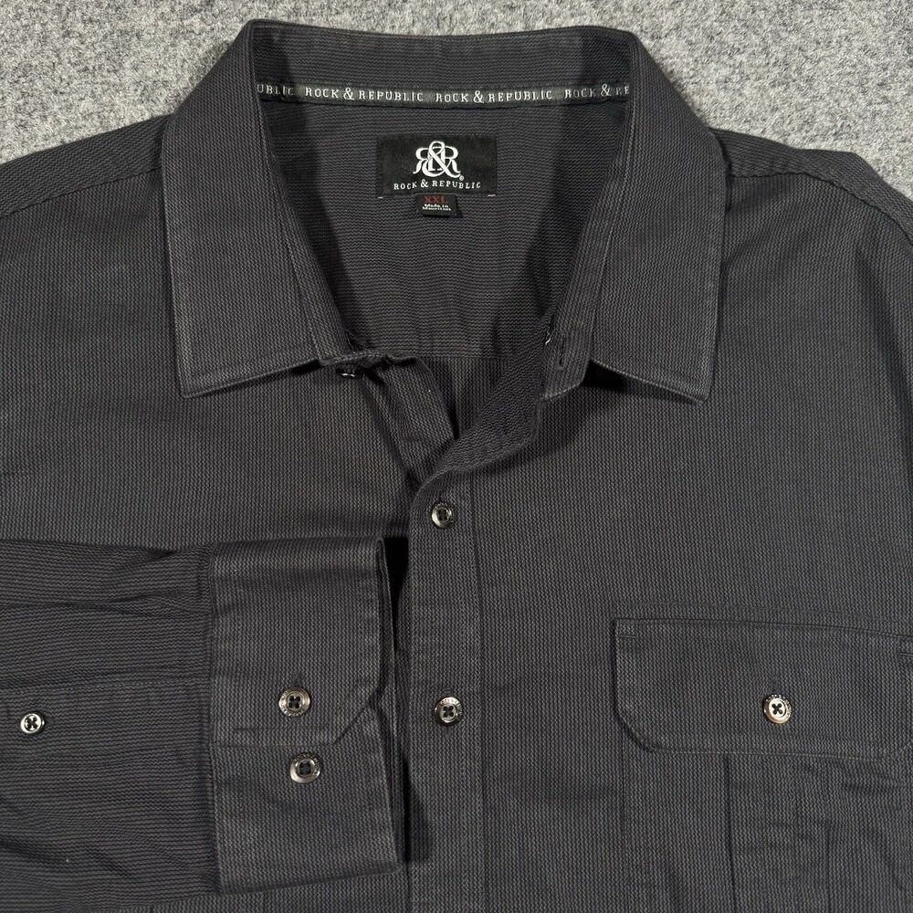 Rock and Republic Long Sleeve Button Up Dark Gray Shirt Men's XXL 2XL